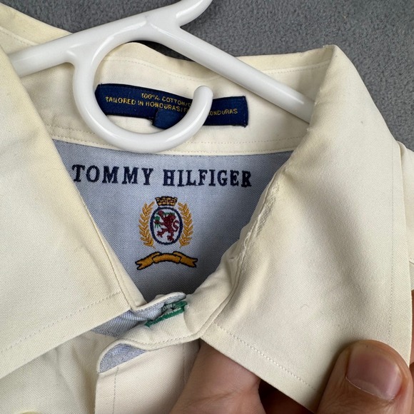 Vintage Tommy Hilfiger Mens Cream Button Down Dress Shirt 17.5 33 Tailored Fit - Picture 3 of 8